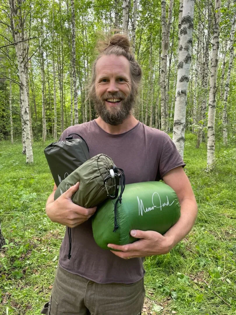 Momo Jord Bishop Bag packed with hammock and underquilt