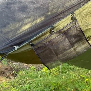 Mesh hammock pocket hung under the hammock